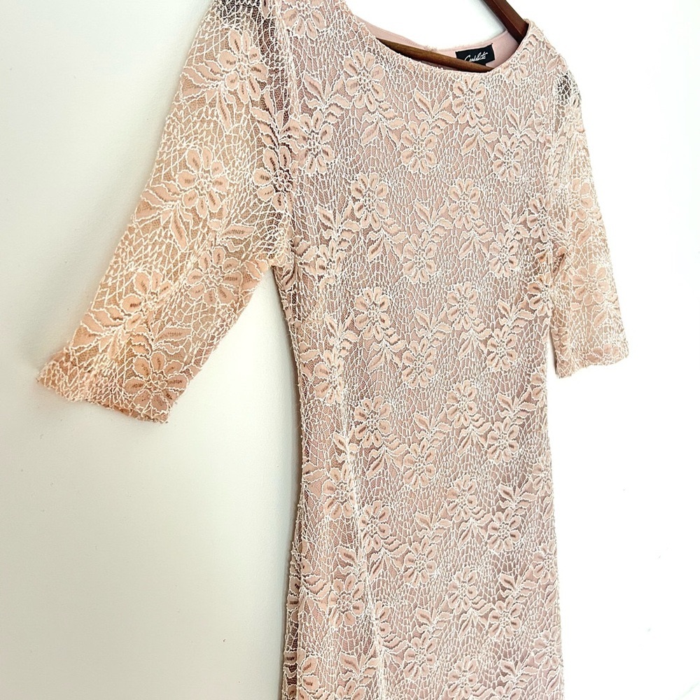 Pink Blush Lace Midi Dress | Size Small (fits like Medium) | Cottagecore Dress